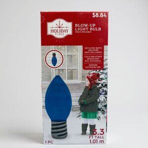 Holiday Time Blow-Up Light Bulb Foco Inflatable Christmas Decoration 3.3 Ft Blue